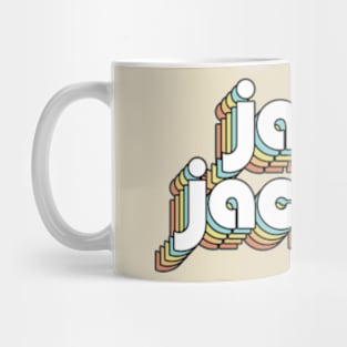 Janet Jackson - Retro Rainbow Typography Faded Style Mug